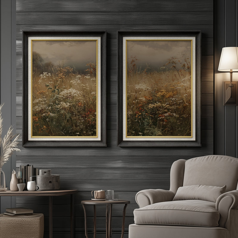 Ensemble de 2 reproductions d'art murales encadrées 26 "x 36", Noir