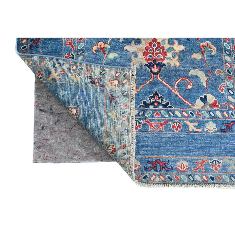 Tapis oriental moderne bleu unique 3 x 5 One-of-a-Kind
