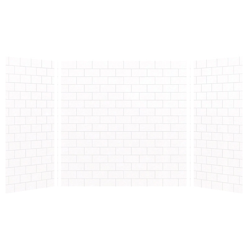Saramar Three Panel Shower Wall, White, 60" H x 60" W x 36" D