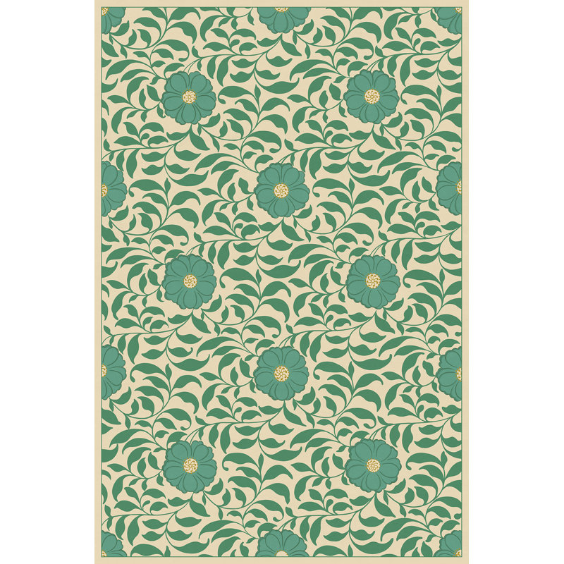 Hawarden Vinyl Floral Indoor Rug, Rectangle 4' x 6'