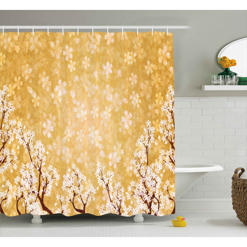 Rideau de douche et crochets de douche à fleurs tree Jamal, l 69 po x L 75 po