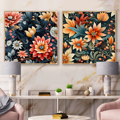 Fleuristes - Ensemble de 2 collages floraux carrés