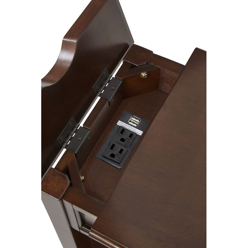 End Table with Power Outlet, Espresso