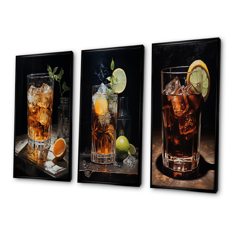 Noir noir rêverie cocktail, Cadre flottant noir, H 40 po x l 60 po