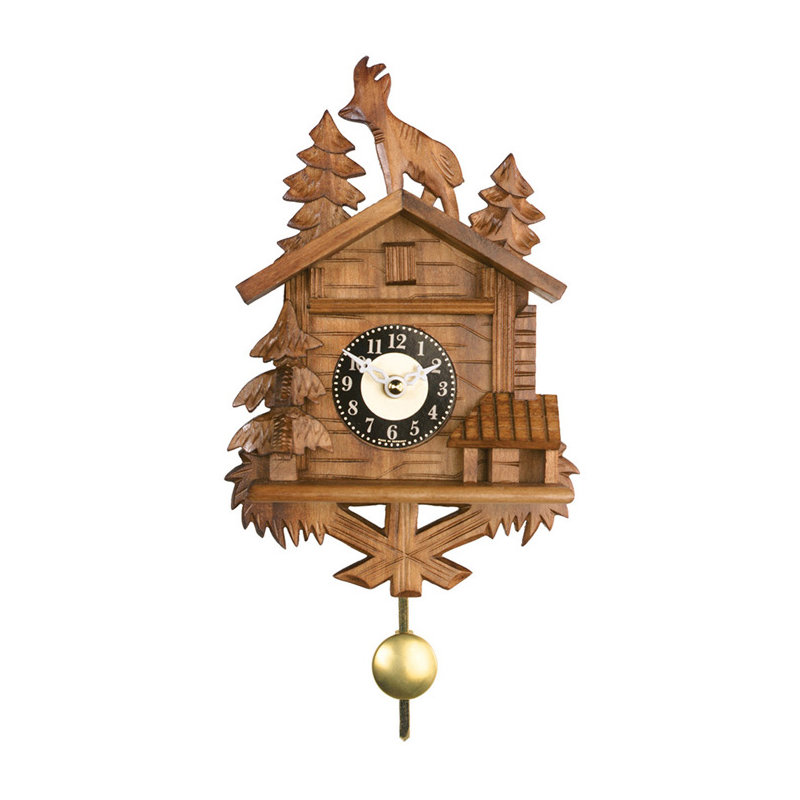  Horloge de chalet à quartz de 8 po de hauteur avec motif de chèvre sur le toit