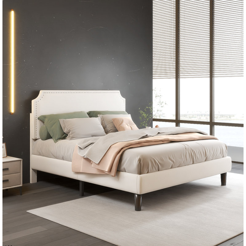 Lit plateforme avec tête de lit tapissier, Double