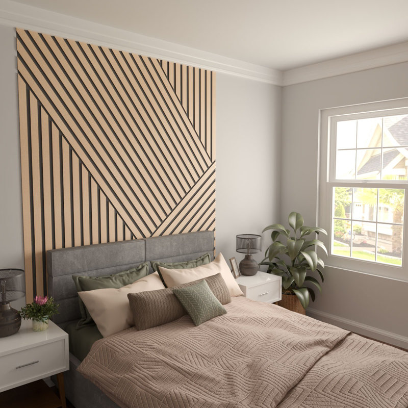 Adjustable Wood Slat Wall Panel Kit, 2"W x 47"H x 0.25"T, Hickory