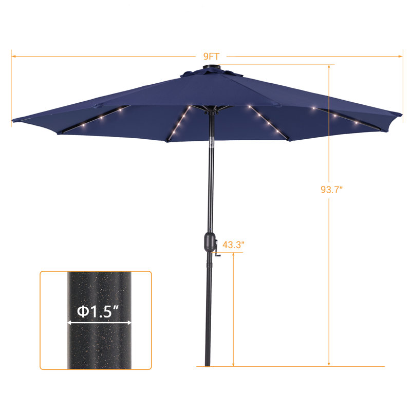Parasol de marché pour terrasse 9 pi, Marine