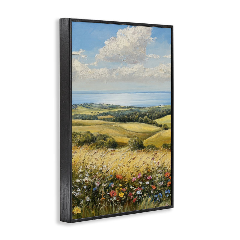 In the Distance Hills, giclée encadrée, design par Petal Prints Design, H 18 po x l 12 po, Giclée encadrée noir minuit