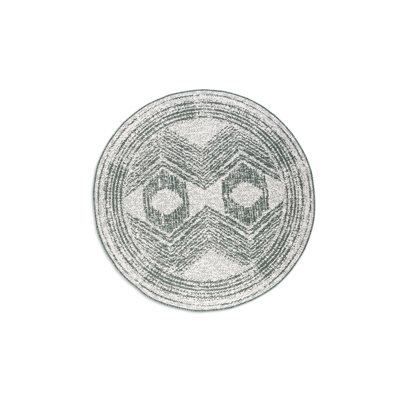 Round Gemini Geometric Indoor / Outdoor Area Rug