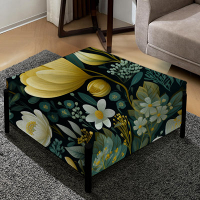 Botanical Bliss Boho Motif II - Grand repose-pieds carré botanique