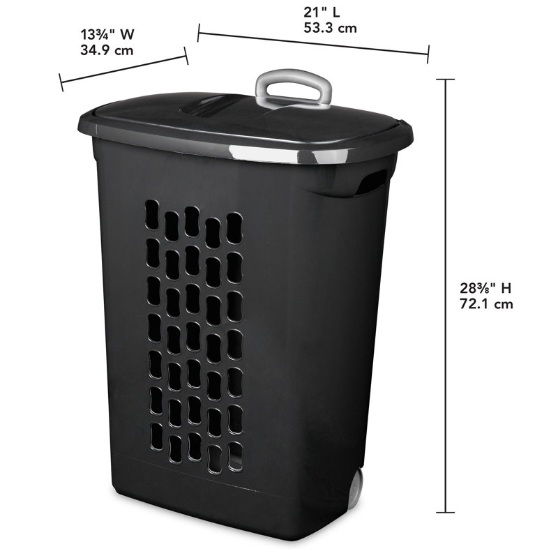 Panier à linge sur roulettes Sterilite Ultra, corbeille à linge en plastique, noir, paquet de 6