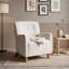 Fauteuil d'appoint capitonné avec coussin en mousse, accoudoirs et pieds en bois massif, idéal pour le salon ou un coin lecture.-985055538