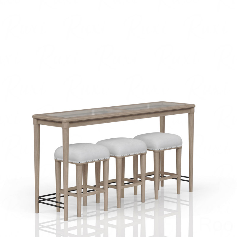 Glass Console Table, With 3 Stools