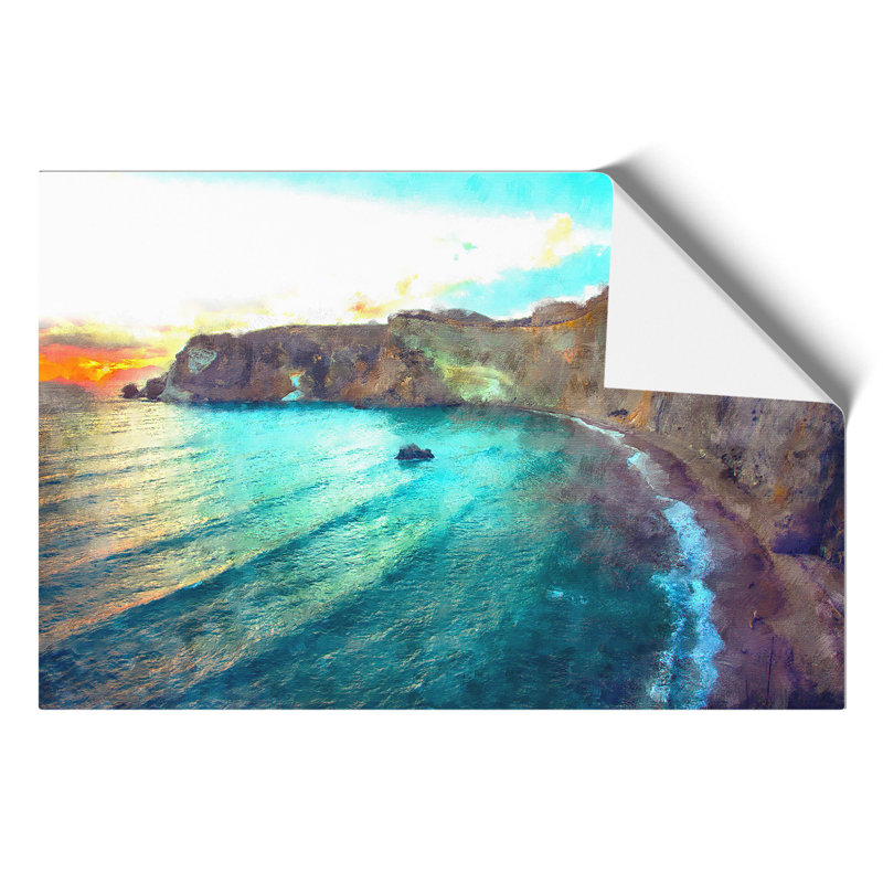 Cliffs in Ponza in Italy Painting - Frameless Print, 42cm H x 59cm W x 0.1cm D