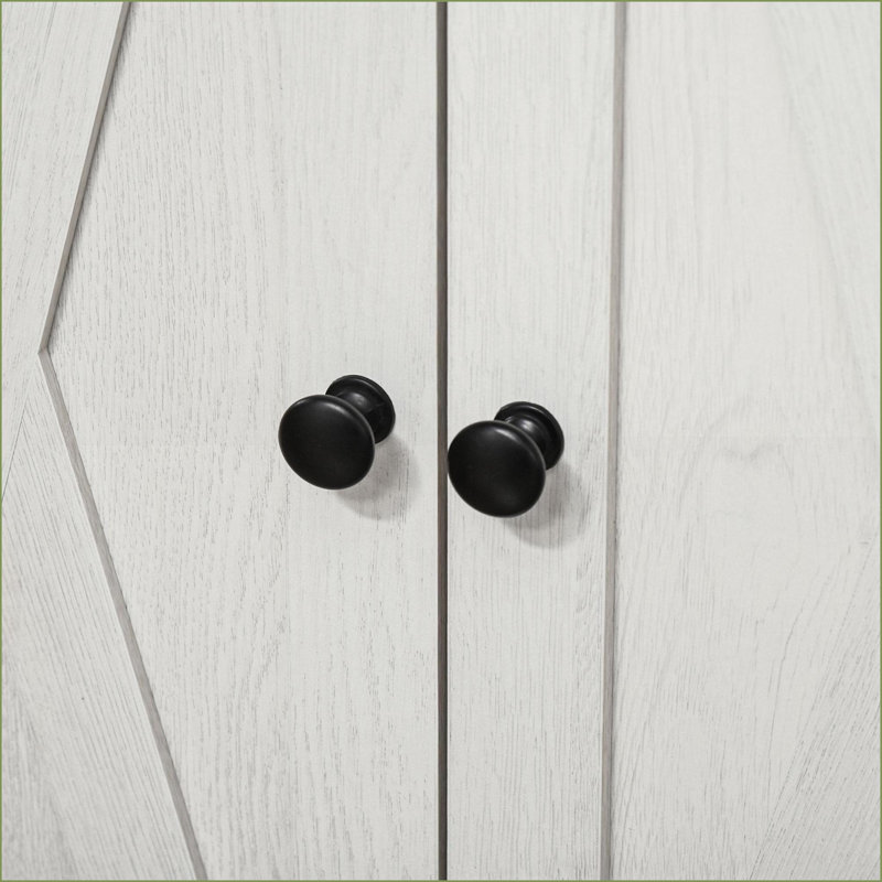 Cabinets, HOMCOM Farmhouse Barn Door Accent Cabinet with Double Doors, Drawer &amp; Adjustable Shelf | White | Particle Board