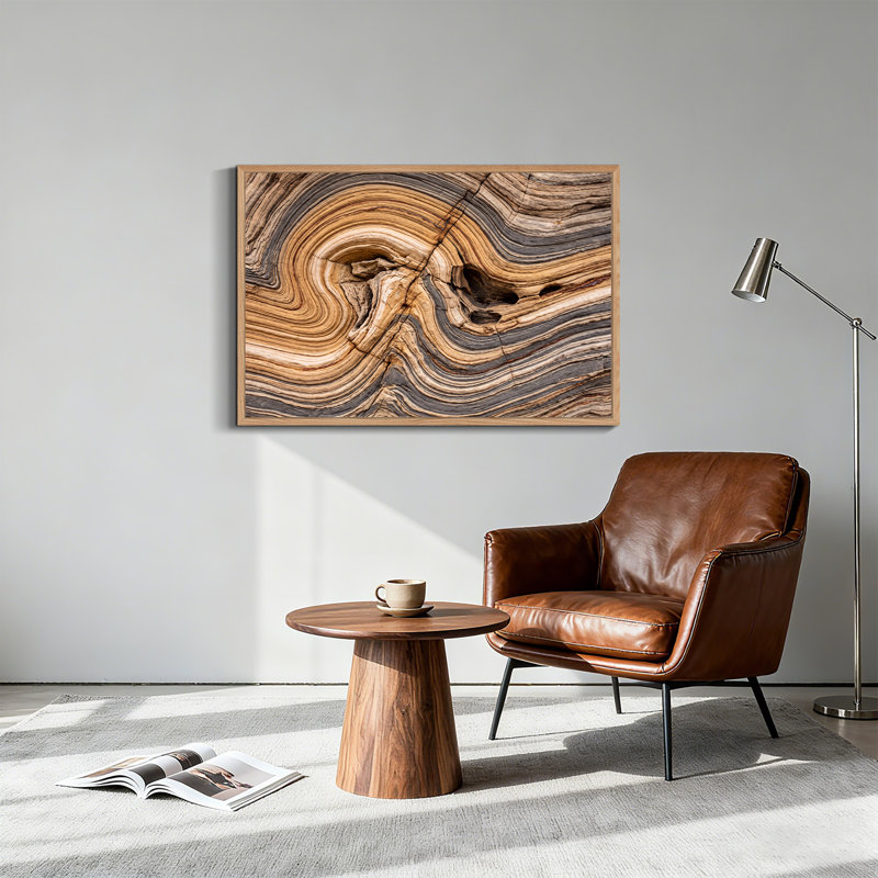«Swirling Brown and Gray Rock Layers», art mural, H 36 po x l 48 po