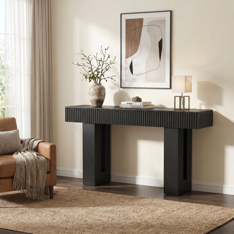 Console cannelée à pieds creux 63 po, Black