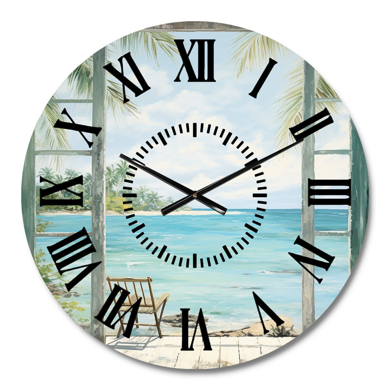 Horloge murale Windows à la plage II - Fenêtres côtières, Médium