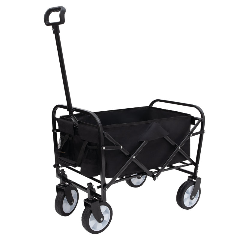 Collapsible Foldable Wagon Cart with strapping system, Beach Wagon Utility Cart Utility Wagon Grocery Cart for Camping Shopping Sports Gardeing Fishing Supports 225lbs All-Terrain Wheels