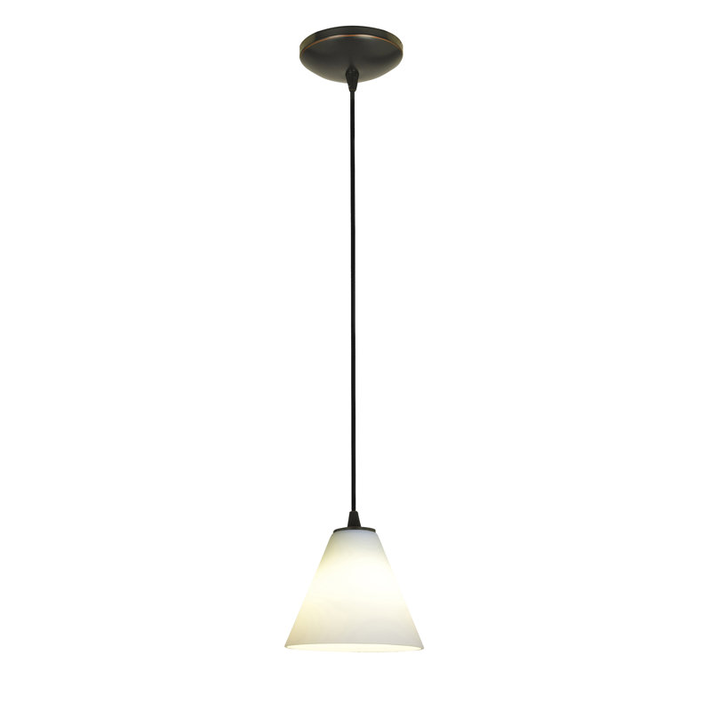 Cathey 1 - Light Single Pendant, Cord, White, Oil Rubbed Bronze