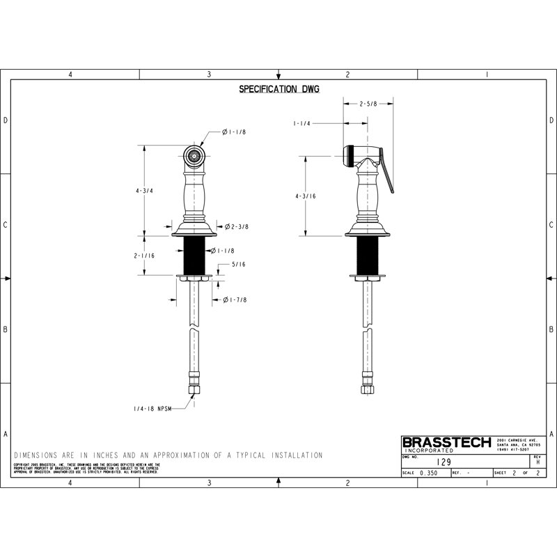 Chesterfield Side Sprayer, Forever Brass (PVD)