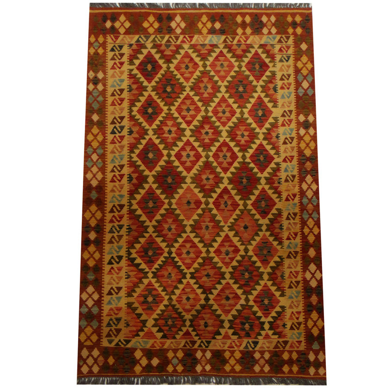 Tapis brun en laine tissé à plat à la main Azpeitia