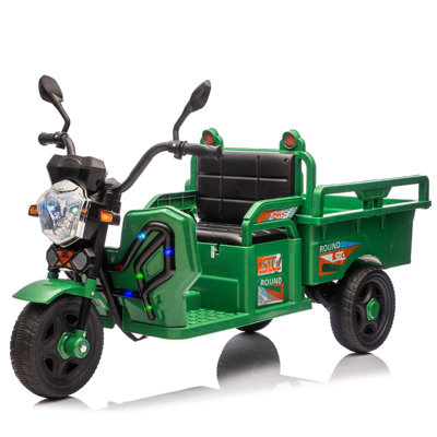 12V Kids Electric 3-Wheel Cargo Truck,2WD,Anti-Slip Wheels,Long Battery Life,Large Storage Space,Extra Wide Seat with LED Lights & Music,Stable Electr