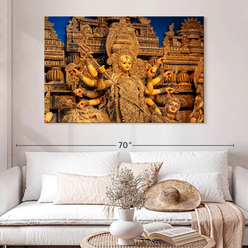 Adella Goddess Durga Sculpture, 34" H x 51" W