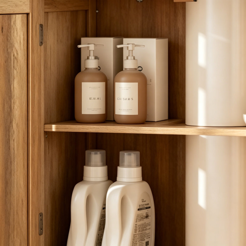 Armoire de meuble-lavabo sous le lavabo avec 2 portes et tablette ajustable, gris vieilli (sans lavabo de salle de bain)