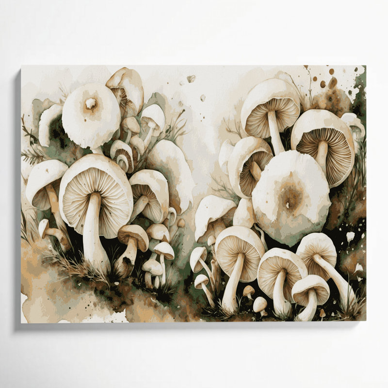 Vegetables Button Mushroom Beige Canvas Wall Art, 11" H x 14" W