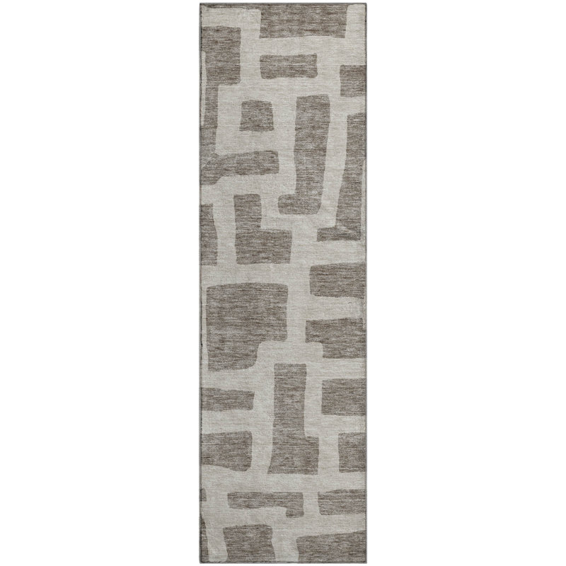 Premium Machine Washable Prisco Taupe Rug, Runner 2'3" x 7'6"