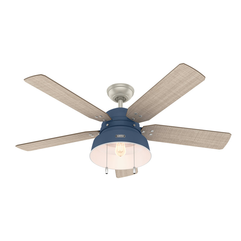 52" Indigo Blue Rustic Ceiling Fan with Light and Remote