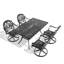 Ensemble de salle à manger 5 pièces en aluminium coulé résistant aux intempéries, comprenant 4 chaises pivotantes et une table rectangulaire avec cadre noir (même référence: W1710S00451)-1619043914
