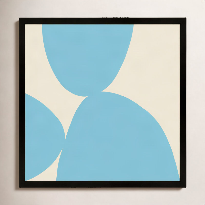 «Black Ink Blue Ink 1» par Lee Lessem - peinture encadrée, Cadre noir, H 16 po x l 16 po x P 1,25 po