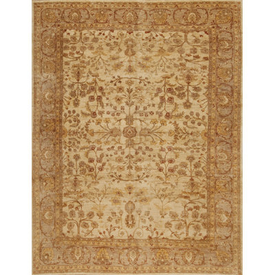 Peshawar One-of-a-Kind Rectangle 7'11" x 10'4" 2010s Rectangle Wool Area Rug in Beige and Brown