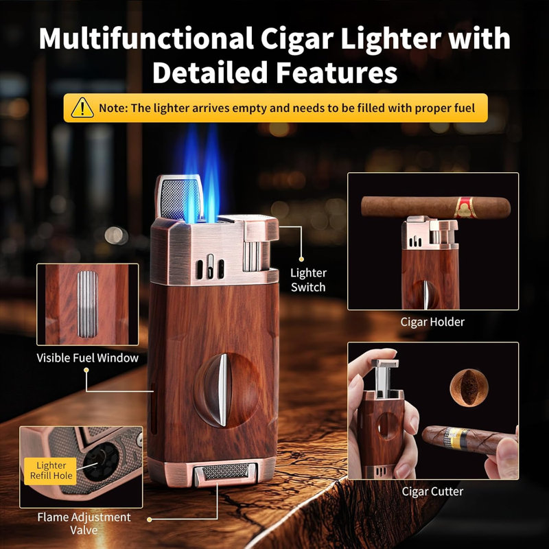Étui à cigares de voyage, boîte en cuir doublée de bois de cèdre avec coupe-V intégré 3 en 1, humidificateur, hygromètre, pochette pour accessoires, rangement portable pour 8 cigares
