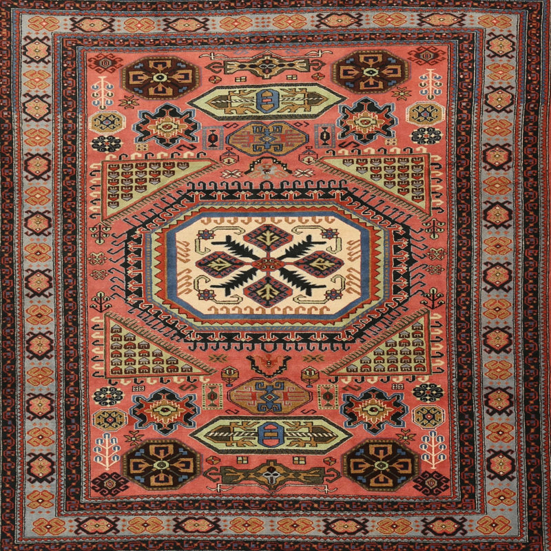 Tapis traditionnel orange / ivoire Solveg, Rond 5 pi