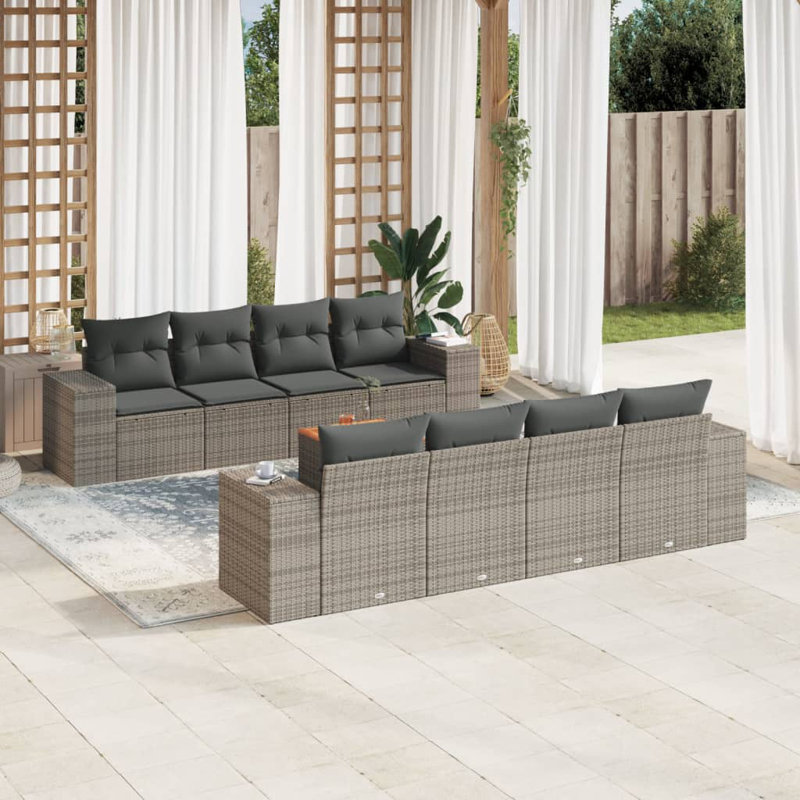 Vidaxl Garden Sofa Set Grey PE Rattan Large Modular Garden Sofa Set