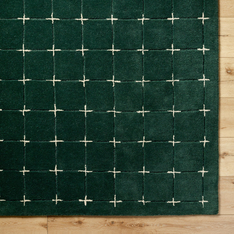 Mallory Green Hand Tufted Area Rug, Rectangle 6' x 9'