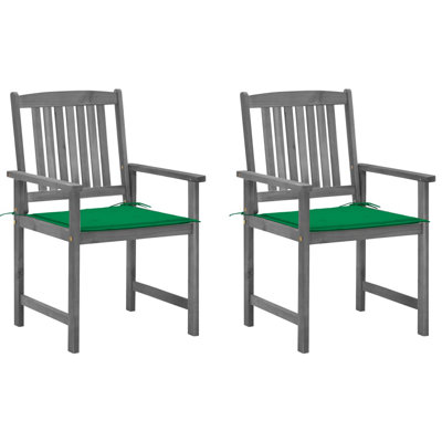 2 chaises de patio avec coussins vidaXL en bois d'acacia massif gris