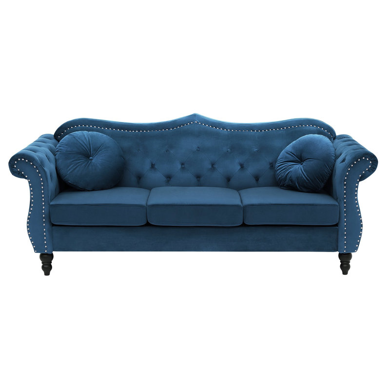 3 Seater Velvet Sofa, Blue