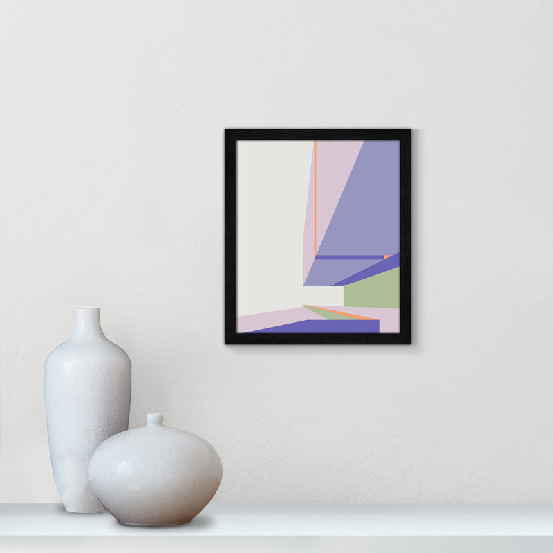 Violet Violet at the Museum - Peinture encadrée, Papier grain de bois noir, H 15 po x l 13 po x P 0,75 po