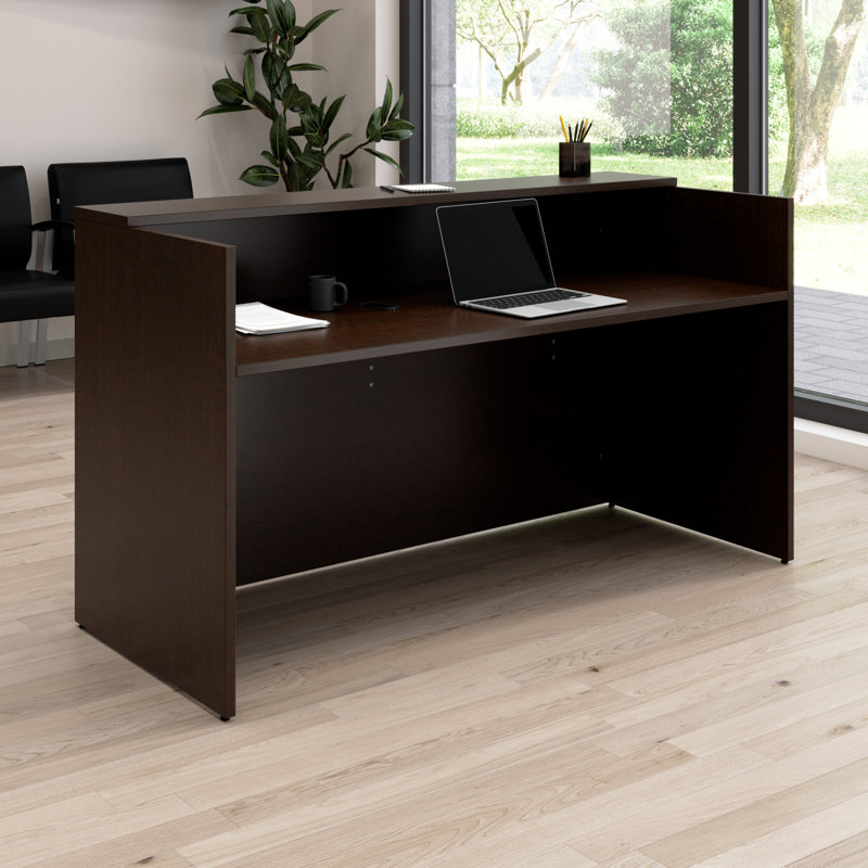 Bureau de réception avec tablettes Bush, Cerise mocha