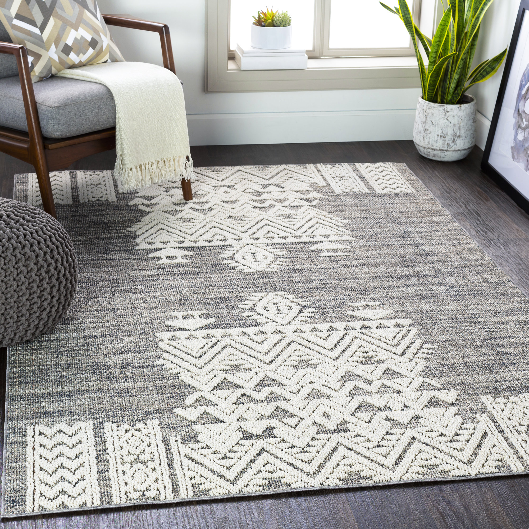 Gray White Rug