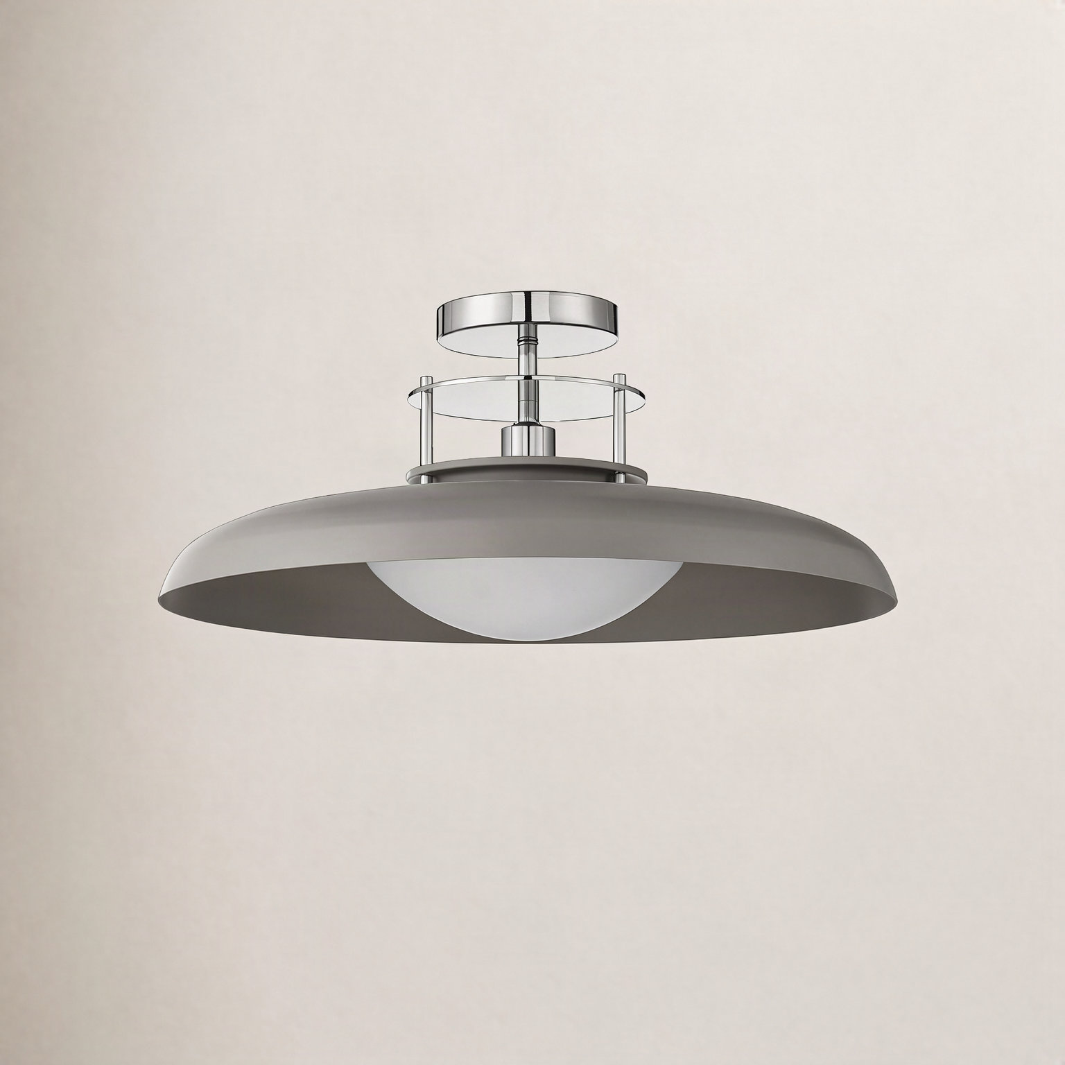 Jude Single Light Semi Flush Mount, Nickel, Gray