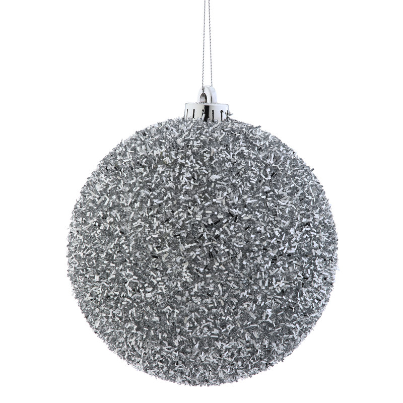 Ornement boule de 140mm Vp Tinsel, Argent argent