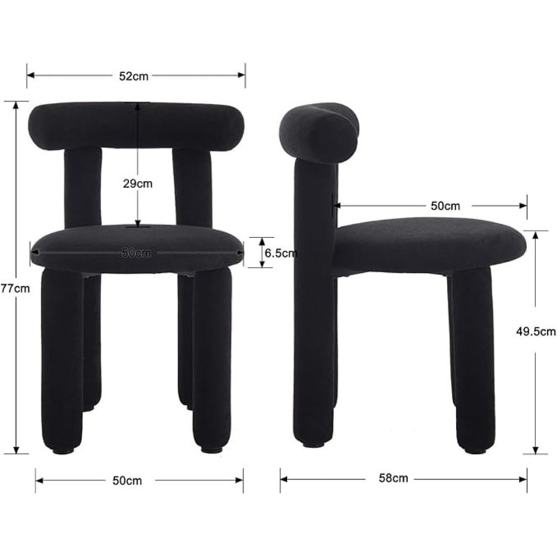 49.5cm H Faux Fur Upholstered Metal Accent, Black