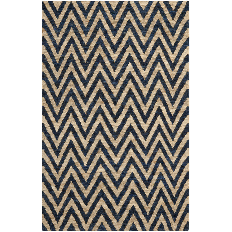 Baileigh Organic Hand Knotted Jute Chevron Rug, Rectangle 8' x 10'