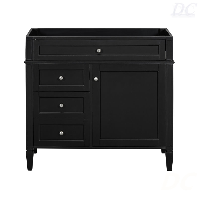 Meuble-lavabo de 36 po sans lavabo supérieur, armoire de rangement moderne avec 2 tiroirs et un tiroir basculant, structure en bois massif